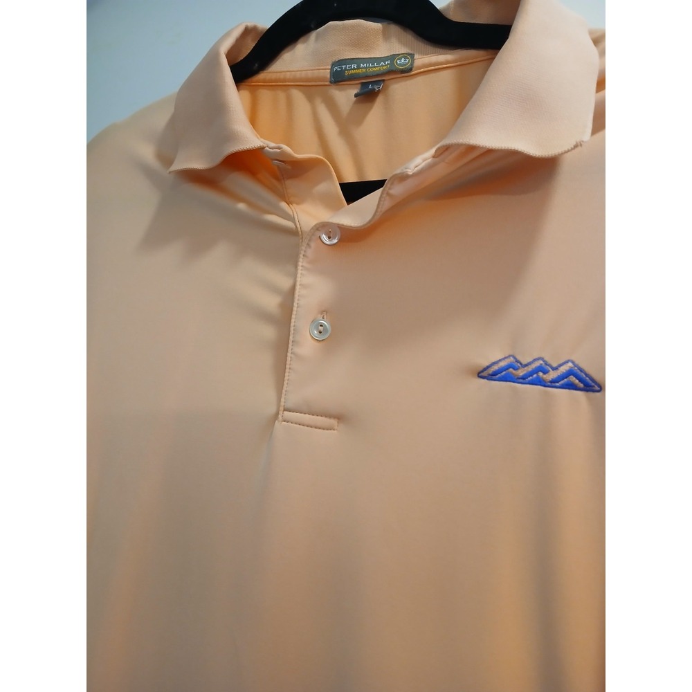 Peter Millar Summer Comfort Polo Shirt Men's LARGE apricot stretch Golf - Picture 5 of 5